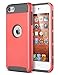 iPod Touch 6 Case,iPod Touch 5 Case,ULAK Dual Layer Slim Protective Hybrid iPod Touch Case Hard PC Cover for Apple iPod Touch 5 6th Generation (Coral Pink + Gray)
