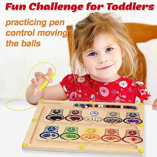 Color and Number Maze Board Wooden Montessori Fine Motor