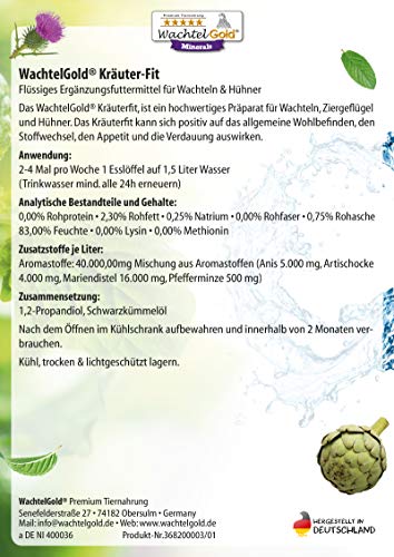 WachtelGold Kräuter-Fit 500ml-flüssige Nahrungsergänzung für Wachteln, Hühner und Ziergeflügel – Bild 5