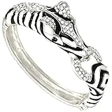 Designer's Look Zebra Enameled with Cryslals Cuff Bangle Bracelet Gift Boxed Fashion Jewelry