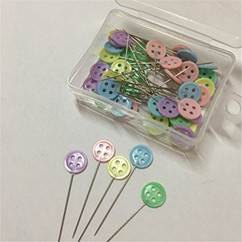 ULTNICE 200pcs Straight Head Pins Flat Button Head Pins for DIY Quilting Sewing Crafts