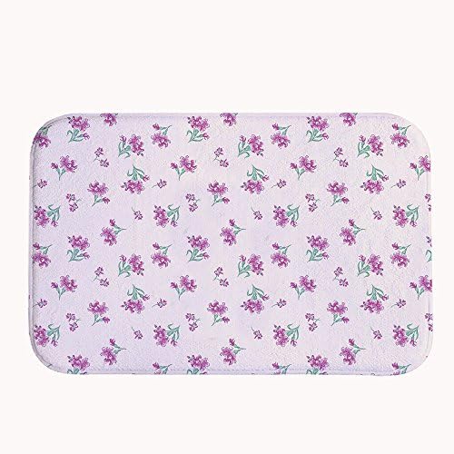 Ojngdafs Country Flowers Purple Lilac Rug Bathroom Decor Super Absorbent Bath Mat 20" x 32"