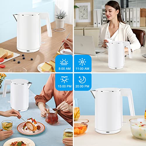 Vecuni Electric Kettle 1L, 1500W Fast Heating Double Wall Stainless Steel Interior Electric Tea Kettle with Filter, Auto Shut-Off & Boil-Dry Protection, BPA-Free, Countertop Tea Maker Coffee Pot