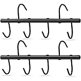 HDYEGY 2Pcs Tack Rack with Swivel Hooks,6 Hook Portable Bridle Hooks Tack Hangers for Stable Horse Tack Room Barn and Fence(Black)