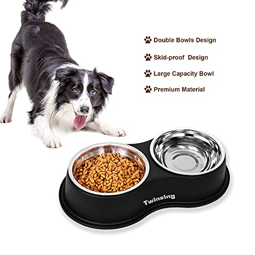 Dog Bowls Double Dog Water and Food Bowls Stainless Steel Bowls with Non-Slip Resin Station, Pet Feeder Bowls for Puppy… - Image 4