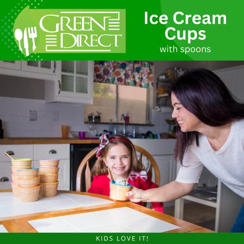 Green Direct Ice Cream Cups with Spoons/Large Plastic Dish with Spoon