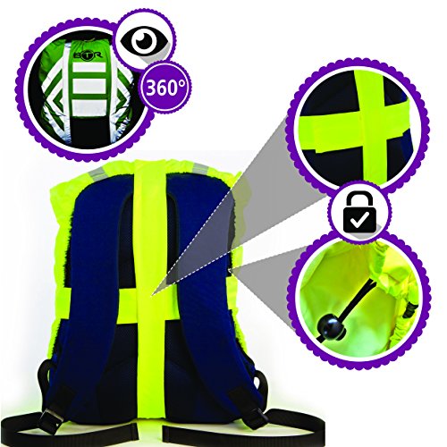 High Visibility Reflective L Silver Waterproof Backpack Cover. BEST Rucksack Cover For Low Light & Night Time Visibility. BTR Backpack Cover the Only 100% Waterproof Cover Needed. Be SEEN & KEEP DRY - Thumbnail 4