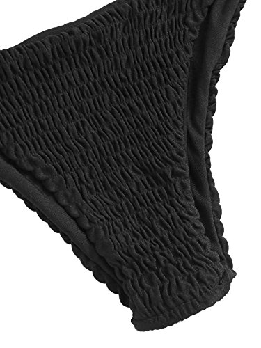 SOLYHUX Women's Two Piece Shirred Bikini Set Black XL