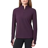 Mondetta Women's Long Sleeve Active Ribbed 1/2 Zip Top with Thumb Holes (US, Alpha, X-Large, Regular, Regular, Purple)