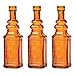 Luna Bazaar Small Vintage Glass Bottle Set (6.5-Inch, Orange, Ella Square Design, Set of 3) - Flower Bud Vase for Home Décor and Wedding Centerpieces