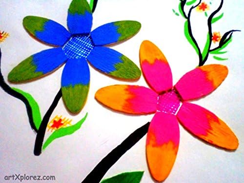 Anshartandcraft Wooden Ice Cream Stick & Spoon : 200 Pcs Pack (Color Ice Cream Spoon)