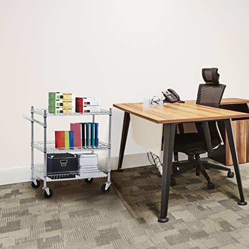 image for FDW Heavy Duty Utility Cart Wire 3 Tier Rolling Cart Organizer NSF Ki