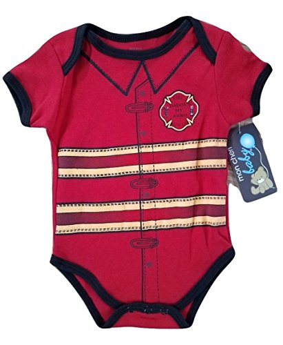 Infant Baby Boy's Red Fireman Fire Fighter Rescue 'Daddy's My Hero' Costume Creeper