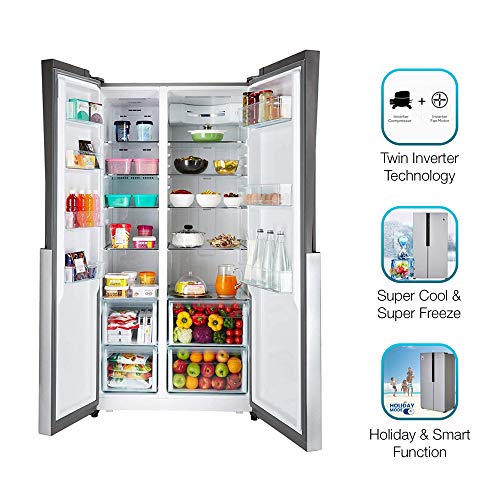 Haier 565 L Inverter SidebySide Door Refrigerator (HRF619SS, Silver)