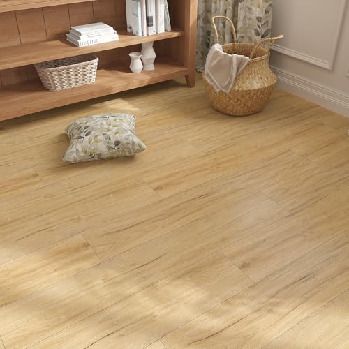 VEELIKE Vinyl Sheet Flooring Stick on Floor Tiles Waterproof Self Adhesive Cottage Oak Light Brown Wood Look Planks 16 Pack 24 Sq.Ft. 6x36 Inch for Kitchen Bathroom Bedroom Renters Home Decor
