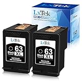 LxTek Remanufactured Ink Cartridge Replacement for HP 63 63XL (2 Black) for HP Envy 4520 4516, Officejet 3830 3833 4650, DeskJet 1112 2132 3632 - Shows Accurate Ink Level, High Yield