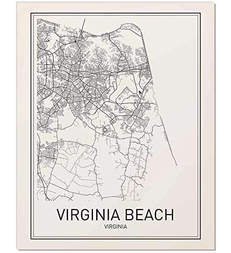 Amazon.com: Virginia Beach Poster, Map of Virginia Beach, Virginia ...