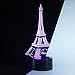 Urwise romantic Eiffel Tower in Paris France 3D Optical Illusion Night Light,7 Colors Changing,Smart Touch Button USB Powered,Amazing Creative Art Design for Home Decor ZB-2821