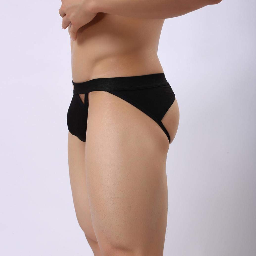 Comhere Gym Jockstraps Athletic Supporters for Men Jock Underwear Jock Thong Jock Brief Bulge Pouch (Black, L)