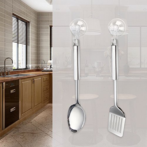 LUXEAR Shower Suction Hooks Heavy Duty Wreath Hanger Suction Cup Hook Holder for Loofah Sponge Bathroom Kitchen Office Towel Key Coat Bag Clear Plastic Damage-free Vacuum Suction Tile Hook Accessories - Thumbnail 5