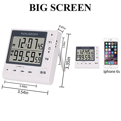 Dual Digital Count Up Down Timer - AIMILAR 2-Channel Countdown Kitchen Timer Clock for Cooking Lab Homework Exercise Gym Sports Games Classroom