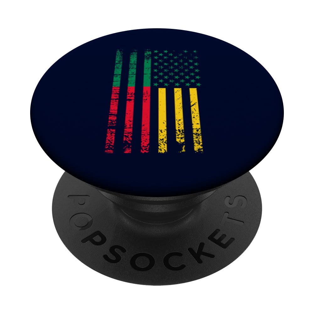 Benin USA Flag, 4th of July American Beninese Flag PopSockets Swappable PopGrip
