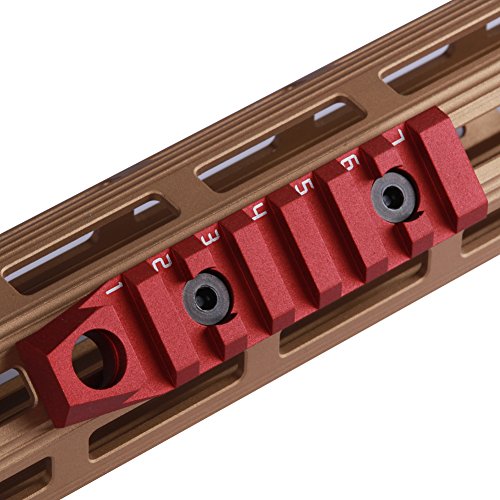 TuFok Mlok Rail Section Aluminum - M-lok Picatinny Rail Adapter, Rifle Rail Attachment with 3/8" QD Sling Mount Swivel Socket(for Two Point Sling)(7-Slot,Red) - Thumbnail 4