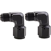 CNRAQR 6AN Female to 6AN Male Flare 90 Degree Swivel Hose Fitting Adapter Aluminium Anodized Black 2Pcs