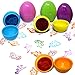 JOYIN 30 Pieces Prefilled Easter Eggs with Dinosaur Figures, Hatch and Grow Dinosaurs, Dinosaur Tattoo and Stamps for Easter Basket Stuffers Party Favors