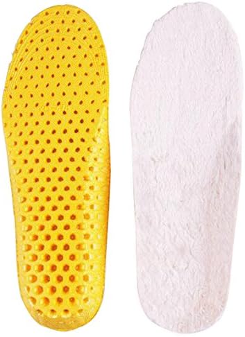 Shoe Insoles For Men And Women, Adults Soft Warm Winter Wool Insole, Unisex Adjustable Sports Insole Pad (Men's (8-11 US), White &amp; Yellow )