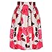 Yonala Women's Elegant Retro Floral Printed Casual Party Pleated Midi Skirt White One Size