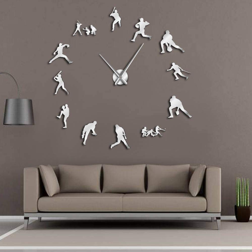 Amazon Com Gzgj Decorative Modern Baseball Wall Clock 3d