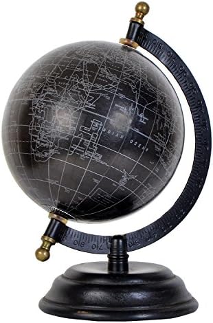 ArtisTree Ceramic Globe on Base (3 cm x 3 cm x 8 cm, Black)
