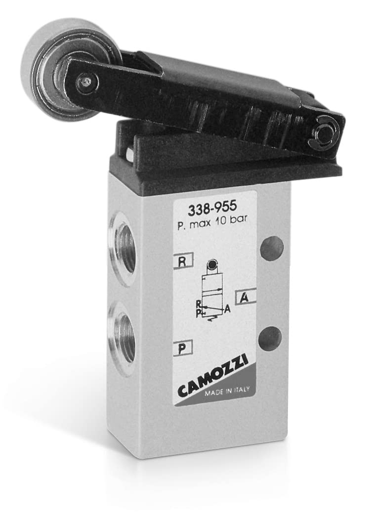 Camozzi 338-955 Mechanically Operated Valve, 3/2" NC, 1/8", Roller/Lever Sr