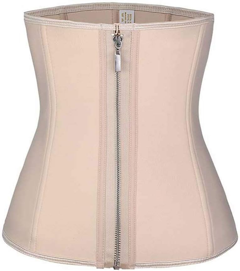 Jwans Women Waist Trainer Zip Up Skin Friendly and Breathable Tummy Slimming Control Weight Loss Steel Boned Corset