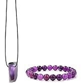 LANWLOSI Amethyst Bracelet for Women Natural Amethyst Beaded Bracelet Anxiety Relif Yoga Meditation Healing Bracelets Jewelry Gifts for Her