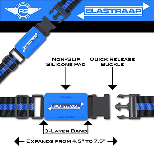 Luggage Straps, Adjustable Non-Slip Baggage Belts- Suitcase Bands For Travel Bag (2 Straps, Blue Stripe 2pk) - Thumbnail 2
