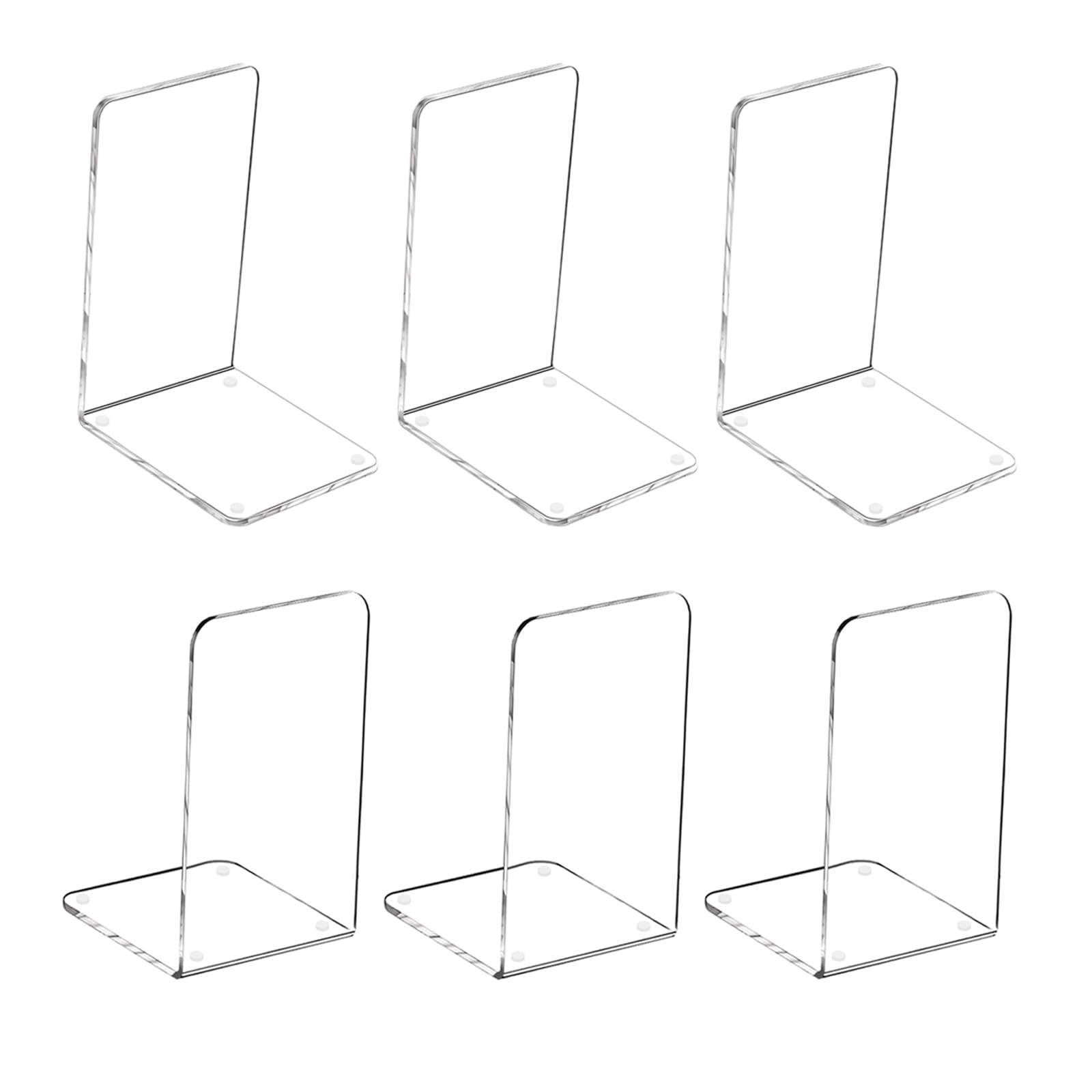 MerryNine Plastic Acrylic Bookends 3 Pair Organizer Bookshelf Decor Decorative Bedroom Library Office School Supplies Stationery Gift (Plastic Acrylic_3 Pairs)