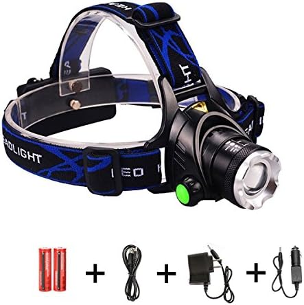IYUT LED Aluminum Headlamps Zoomable CREE XM-L T6 Wicks 3 Lighting Modes Waterproof Outdoor Activities, Camping, Night Trekking, Night Fishing, Working Lighting (Black)