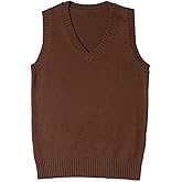 Blostirno Women’s Sweater Vest V Neck JK Uniform Kint Vests Solid Classic Sleeveless Pullover Sweaters Tops