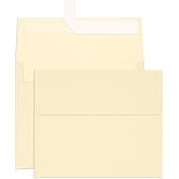 100 Pack A2 Ivory Envelopes, Goefun 4.375 x 5.75 Printable Invitation Envelopes 120 GSM, Cream Self Seal for DIY Greeting Cards, Photos, Invitations, Weddings, Graduation, Baby Shower
