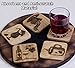 Coasters for Drinks with Holder - Set of 5 Wooden Coasters - Protect Your Furniture from Stains and Moisture, Fit any Size of Glassware - Great Gift Idea - Order Now