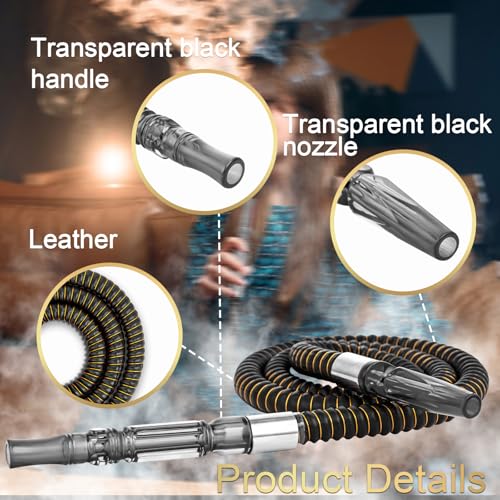 2 Pack Hookah Hose Washable 39'' Shisha Hose Acrylic Handle Leather Wrapped photo 12