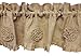 Primitive Country Burlap Rose and Ruffle Window Valance
