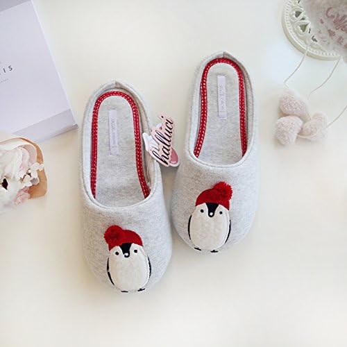 fankou Lovely stereo penguin home indoor slippers breathable Ladies slippers ,38-39, Gray