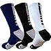 YZKKE 3 Pack Men's Mixed Color Cushioned Basketball Dri-Fit Athletic Sports Crew Socks (Multicolor 1)