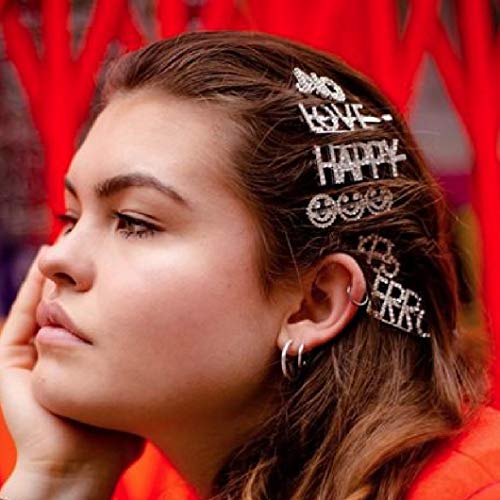 image for Messen 28 Pieces Letter Hair Clips Set Glitter Diamante Word Pins Bulk