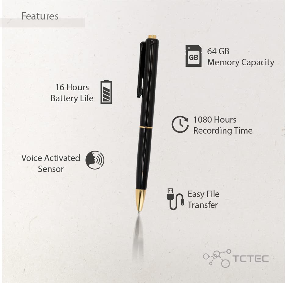 64GB TCTEC Digital Voice Recorder 2022 Upgraded, 1040hrs Recording time