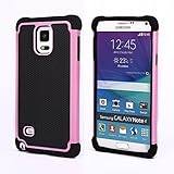 Samsung Galaxy Note 4 Case, [Valour Series] Dual Layer Hybrid Protective Case for Galaxy Note 4 - Impact Resistant Bumper, Pink/Black