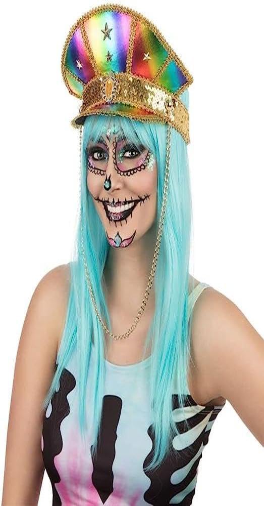 Military Rainbow Rave Hat (Pack of 1) - Vibrant Design, Perfect Accessory for Concerts, Parties, Events, Festivals, & More Halloween